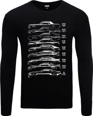 Produktbild von Herren Warm, Langarm-T-Shirt mit Druck Entwicklung des Ford Mustang Schwarz Gr.XS