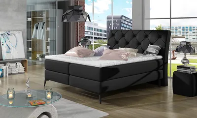 Produktbild von NABBI Gepolstert Doppelbett mit Stauraum Latium 180 - schwarz (Soft 11)