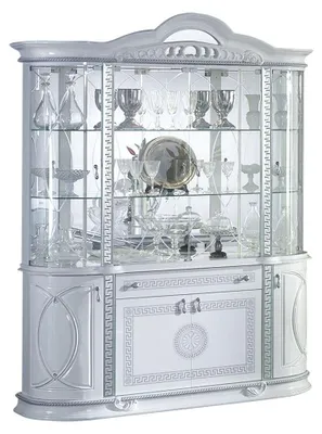 Produktbild von Barock Vitrine Venus 8-Türig in Weiß/Silber Hochglanz