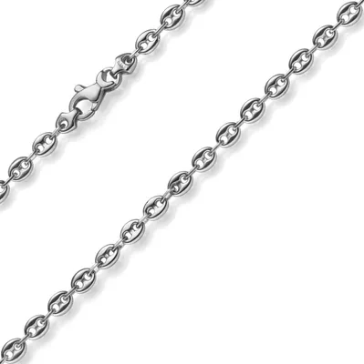Produktbild von 3,5mm Armband Bohnenkette Schiffsankerkette aus 585 Gold Weißgold 21cm