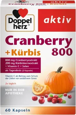 Produktbild von Doppelherz aktiv Cranberry + Kürbis 800 Kapseln zum Schutz der Zellen vor oxidativem Schutz, 60 St. Kapseln