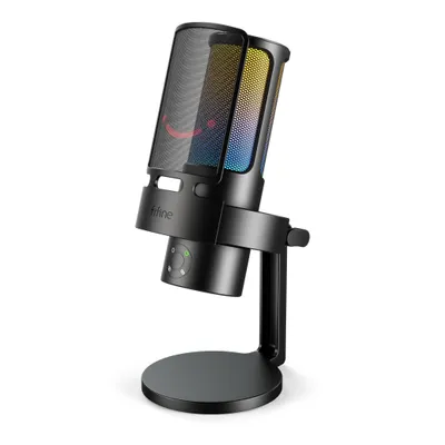 Produktbild von FIFINE USB Mikrofon für PC, Gaming Mikrofon für Streaming & Podcast, USB-C für PS4/PS5/Mac, mit RGB, Stummschalter, Kopfhöreranschluss und Popfilter