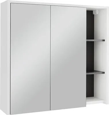 Obrázek produktu pro Skříňka se zrcadlem do koupelny Vicco Viola Bílá/šedá 80 x 75 cm s otevřenými policemi, Model 54860