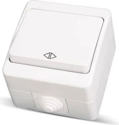 Produktbild von IP54 Kreuzschalter Feuchtraum Schalter Aufputz Weiss