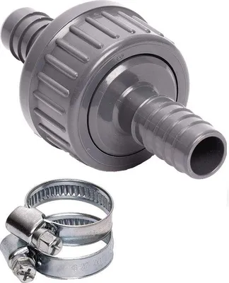 Zdjęcie produktu dla Zawór zwrotny 17 mm z przyłączami do węża do zastosowań wodnych i pneumatycznych