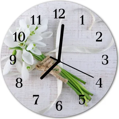 Produktbild von Glasuhr Wanduhr Küchenuhr Echt-Glas 30fi cm Blumenstrauß  weiß