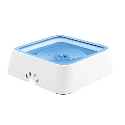 Imagen del producto de Bebedero para perros y gatos de 2 litros. Plato antigoteo para mascotas, color azul