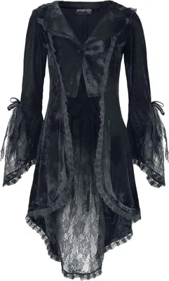 Produktbild von Gothicana by EMP Damen schwarzer Cardigan in Samtoptik mit Spitzen-Details L