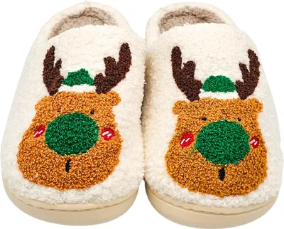 Produktbild von Damen Weihnachts-Hausschuhe mit Rentiermotiv 37-38