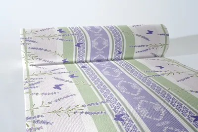 Produktbild von Airlaid Tischläufer Frieda, 40 cm x 24 m , 1 Stück - Mank - Floral Blumen Lavendel