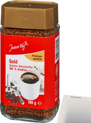 Produktbild von Jeden Tag Gold Instant Kaffee (100g Glas) + usy Block