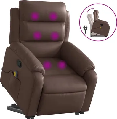 Image de Fauteuil de massage avec releveur Marron Similicuir