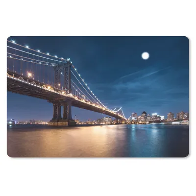 Produktbild von MuchoWow® Schreibtischunterlage New York - Brooklyn-Brücke - Mond 60x40 cm - XXL Mauspad - Großes Mauspad