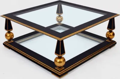 Produktbild von Casa Padrino Luxus Barock Couchtisch Schwarz / Antik Gold 113 x 113 x H. 47 cm - Prunkvoller Massivholz Wohnzimmertisch mit Glasplatten - Barock Wohnzimmer Möbel