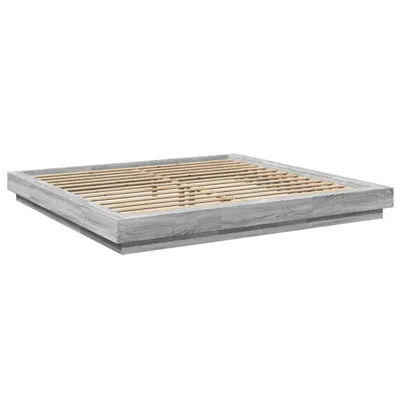 Produktbild von Bettgestell mit LED Grau Sonoma 200x200 cm Holzwerkstoff