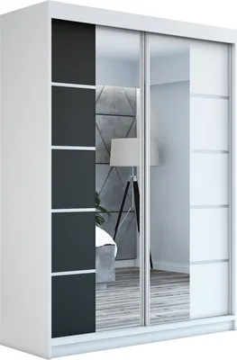Produktbild von Schwebetürenschrank Kleiderschrank ERO  160 cm Schrank Garderobe Spiegel.Verschiedene Farben (Weiß, Schwarz, Somona). Möbel vom Hersteller!