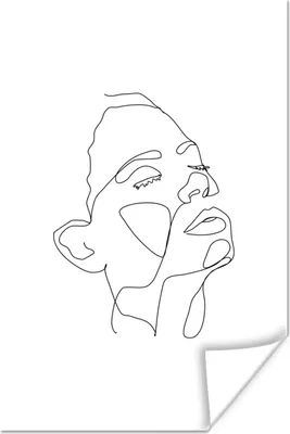 Produktbild von MuchoWow® Poster Linienkunst - Frau - Minimalismus 80x120 cm - Papierdruck