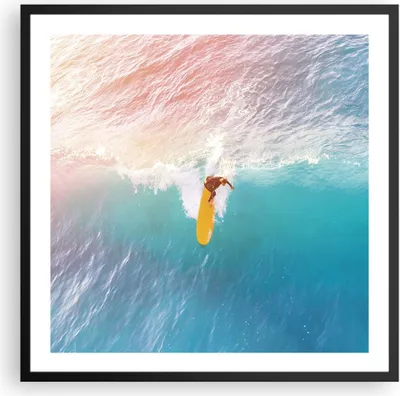 Produktbild von Gerahmtes Poster - Schwarzer Rahmen - Surfen Welle Licht - 60x60 cm - Wand Bild - Wanddeko - Wandbilder - Kunstposter - Wandposter - Bilderrahmen - Bilder - Kunstdruck - P2BAC60x60-4409