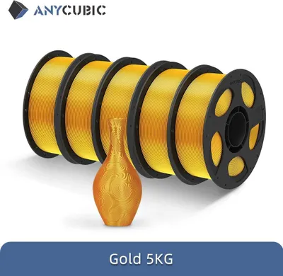 Obrázok produktu pre Filament do 3D tlačiarne – Silk PLA – 1,75 mm – kompatibilný s FDM/FFF – cievka 5 kg – zlatá