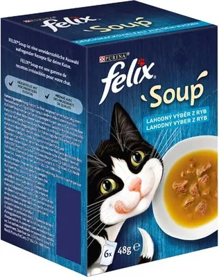 Obrázek produktu pro FELIX Soup 6x48g polévky s treskou, tuňákem a platýs pro kočky, 17547