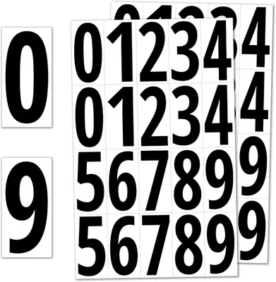Immagine prodotto di 200 pezzi, 75 mm - Adesivi numerici autoadesivi, etichette adesive, numeri in vinile impermeabile - Numeri neri