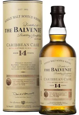 Immagine prodotto di The Balvenie 14 anni Carribean Cask Single Malt Scotch Whisky in confezione regalo | 43 % vol | 0,7 l