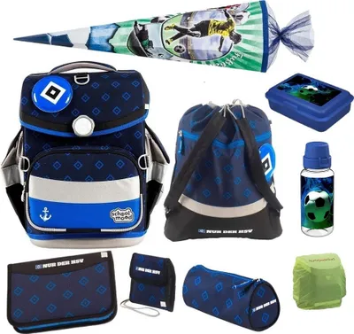 Produktbild von School Mood Fußball Schulranzen für Jungen 1. Klasse Hamburger SV Schultasche im Set 10-teilig mit großer Schultüte 85 cm