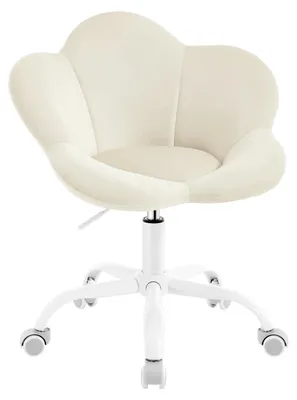 Immagine prodotto di Sedia per bambini in velluto - Sedia da ufficio ergonomica - Regolabile in altezza - Girevole - Imbottita - Con braccioli - Struttura in metallo - Beige