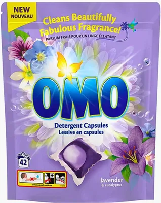 Produktbild von Omo – Wäschekapseln – Lavendel & Eukalyptus – Kraftvoller Duft – 42 Kapseln - 1 Stück