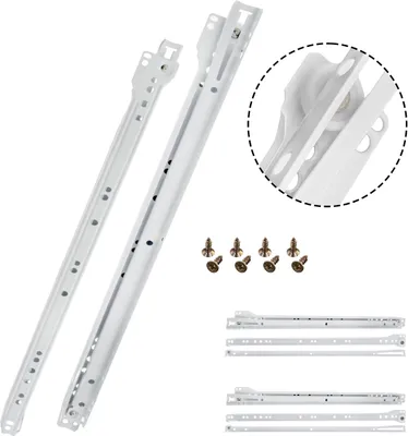 Produktbild von HELPMATE Rollschubführung Teilauszug 450 mm - 2 Paar Schubladenschiene in weiß