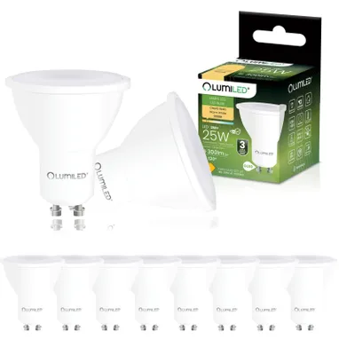 Produktbild von LUMILED GU10 LED Lampe PAR16 3W ersetzt 25W 300lm 3000K Warmweiß 120° Nicht Dimmbar 10er Pack Energiespar Leuchtmittel Reflektor Spot für Küche Wohnzimmer Büro Flur 10 Stück Lampen