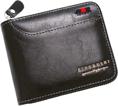 Imagen del producto de Billetera para hombre con cremallera, compacta, con compartimento para fotos, portatarjetas, compartimento para billetes, de color , ideal para el uso diario
