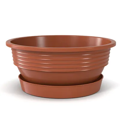 Produktbild von Plastard Pflanzenschalen Ø 52 cm mit Untersetzer rund – Terrakotta