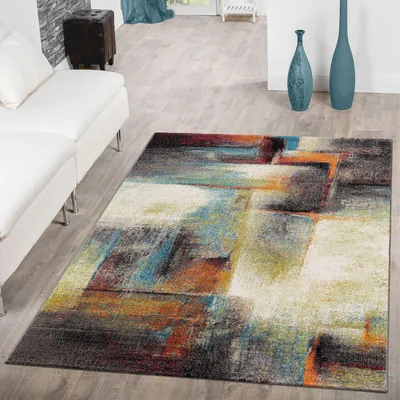 Produktbild von TT Home Wohnzimmer Teppich Kurzflor Abstrakt Geometrisch Design Used Look Modern Größe 160x230 cm