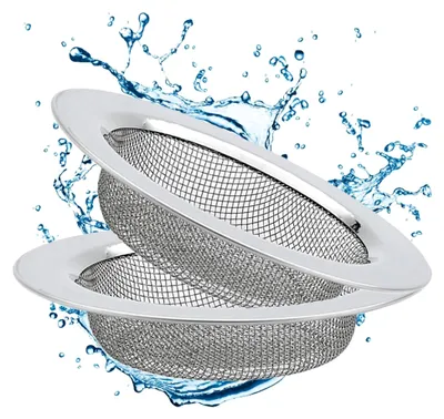 Produktbild von 2 Stück Abflusssieb aus rostfreiem Edelstahl, Haarsieb für Dusche, Waschbecken und Küche, 7,5 cm