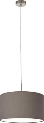 Produktbild von EGLO Pendellampe Pasteri, Textil Pendelleuchte, Hängeleuchte aus Stahl und Stoff, Farbe: Nickel matt, anthrazit braun, Fassung: E27, Ø: 38 cm