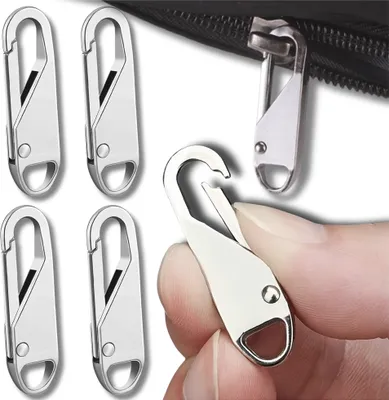 Produktbild von Set mit 4 silbernen Reißverschlussanhängern aus Metall