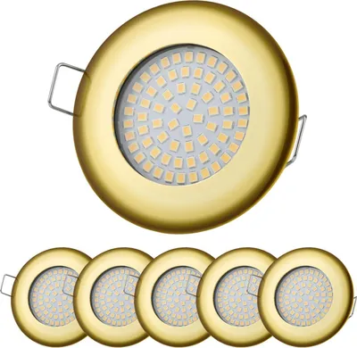 Produktbild von LED Einbaustrahler 6er Pack Flach rund gold 3,5W  kaltweiß