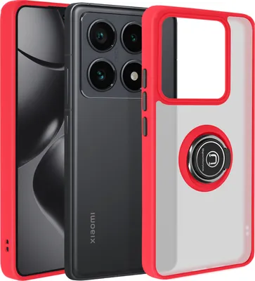 Produktbild von Avizar, Handyhülle für Xiaomi 14T Pro Metallring, Video-Halterung, Rot