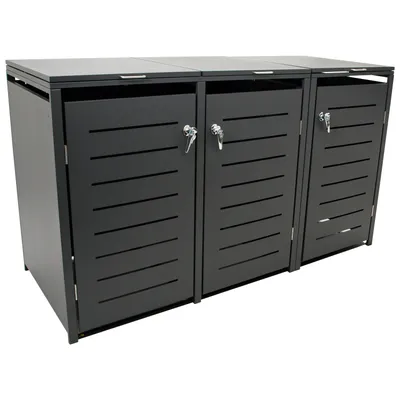 Produktbild von DEGAMO Mülltonnenbox  3er KÖLN 200x80x116cm für Tonnen 120 und 240 Liter, grau