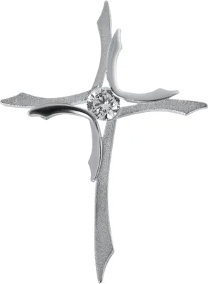 Produktbild von Anhänger Kreuz 925 Silber teil-matt 1 Zirkonia Kreuzanhänger