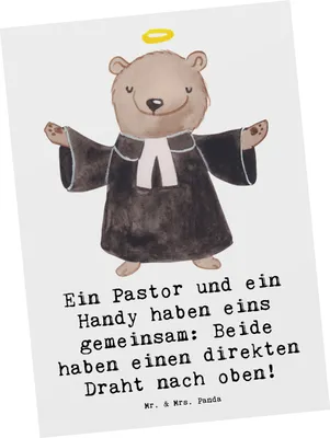 Produktbild von Mr. & Mrs. Panda Postkarte Pastor Verbindung - Weiß - Geschenk, Ansichtskarten, Berufsprodukte, bildkarte, und Handy, Berufsalltag, Geistlichkeit, christlicher Humor