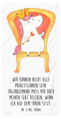Produktbild von Mr. & Mrs. Panda Handtuch Einhorn Prinzessin - Weiß - Geschenk, Strandtuch, Unicorn, Duschhandtuch, Geburtstag, Monat, Geburtstagsgeschenk, Badehandtuch, Strandlaken