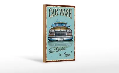 Produktbild von Holzschild Retro 12x18cm Car Wash best service in town