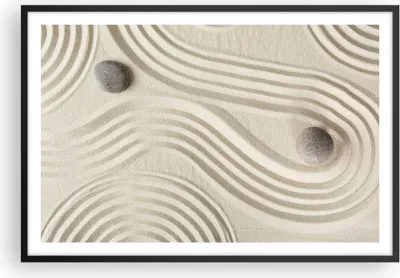 Produktbild von Gerahmtes Poster - Schwarzer Rahmen - Steine Figuren Sand - 91,5x61 cm - Wand Bild - Wanddeko - Wandbilder - Kunstposter - Wandposter - Bilderrahmen - Bilder - Kunstdruck - P2BAA91x61-5127