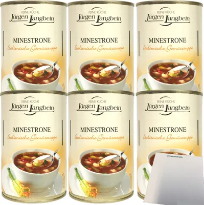 Produktbild von Jürgen Langbein Minestrone Italienische Gemüsesuppe 6er Pack (6x400ml Dose) + usy Block