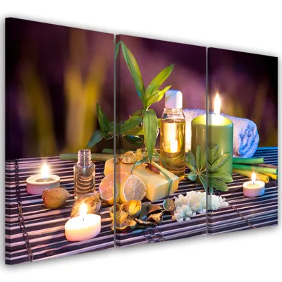 Produktbild von Triptychon auf leinwand religiös - violett 150x100 cm Feeby lila wandbild bereit zum aufhängen