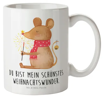 Produktbild von Mr. & Mrs. Panda Haferl Maus Weihnachten - Weiß - Geschenk, Plastikbecher, Frohe, Trinklernbecher, Winter, Mehrwegbecher, Mäuschen, Pott, Weihnachtsmotiv, Camping Tasse