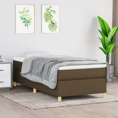 Produktbild von vidaXL Boxspringbett Dunkelbraun 90x200 cm Stoff - Boxspringbett - Boxspringbetten - Bett - Schlafzimmermöbel