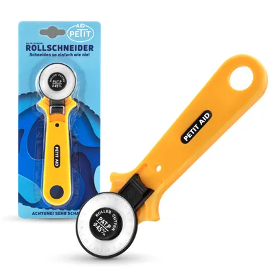 Produktbild von PETIT AID® - Rollschneider mit 45 mm Rundklingen speziell für Latex, Leder,  Baumwollstoff und Papier - auch für Profi